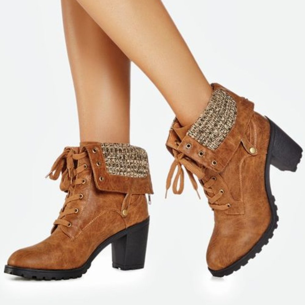❣️HP❣️ Just Fab Reggina cognac ankle boot with 3.25" heel sz: 8 NWOT